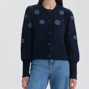 NVLT Dark Blue Floral Women's Cardigan